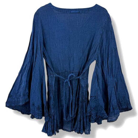 Holy Clothing Embroidered Boho Bell Sleeve Peasant Tunic Top Shirt Sz XL 1X - Picture 6 of 9
